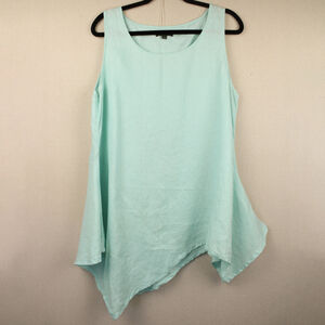 For Cynthia light blue sleeveless asymmetrical hem tunic top-L